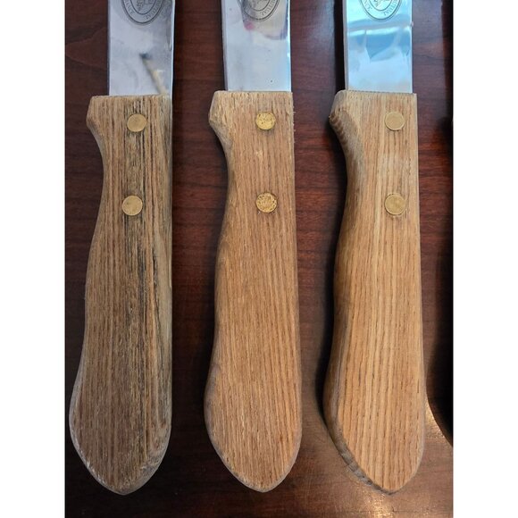 Set Of 4 Vintage Walco Steak Knives With Wooden Handles & Stainless Steel Blades - Picture 2 of 5
